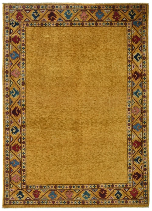 Gold Geometric Modern 6X9 Kazak Pakistan Rug