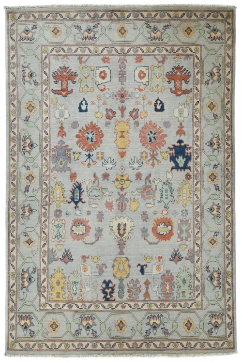 Gray Floral Modern 5X7 Kazak Pakistan Rug
