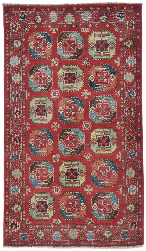 Red Geometric Modern 3X5 Kazak Pakistan Rug
