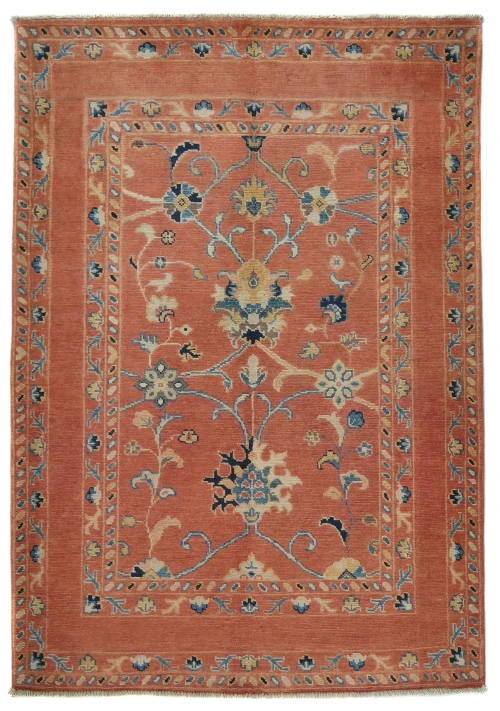 Orange Floral Modern 3X5 Kazak Oushak Pakistan Rug