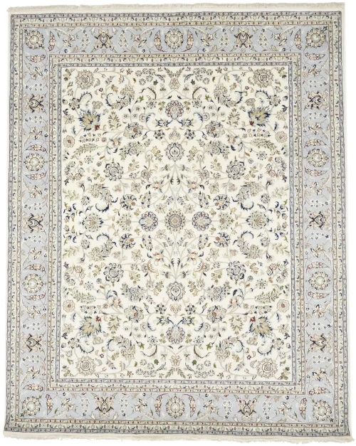 Cream Floral 8X10 Indo-Nain Oriental Rug