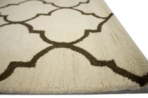 Cream & Brown Floral Trellis Design 5X8 Hand-Tufted Modern Rug
