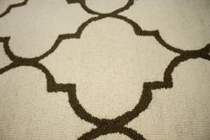 Cream & Brown Floral Trellis Design 5X8 Hand-Tufted Modern Rug