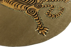 Khaki Tribal Pictorial 8X8 Fine Nepali Oriental Round Rug