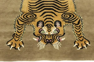 Khaki Tribal Pictorial 8X8 Fine Nepali Oriental Square Rug