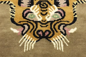 Khaki Tribal Pictorial 8X8 Fine Nepali Oriental Square Rug