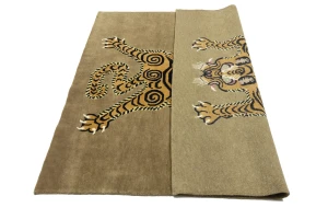 Khaki Tribal Pictorial 8X8 Fine Nepali Oriental Square Rug