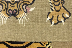Khaki Tribal Pictorial 8X8 Fine Nepali Oriental Square Rug