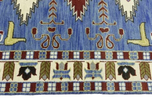 Blue Geometric 6X9 Kazak Oriental Rug