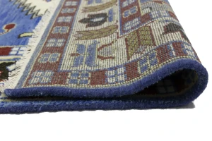 Blue Geometric 5X8 Kazak Oriental Rug