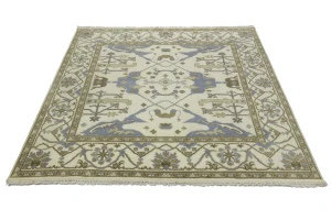 Cream Floral 8X8 Oushak Oriental Square Rug
