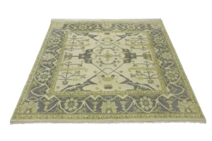 Cream Floral 8X8 Oushak Oriental Square Rug