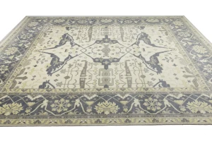 Cream Floral 12X15 Oushak Oriental Rug