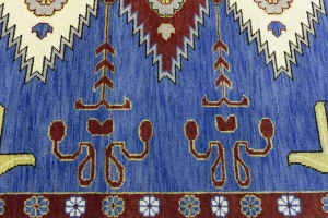 Blue Geometric 8X10 Kazak Oriental Rug