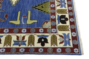 Blue Geometric 8X10 Kazak Oriental Rug