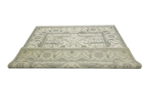 Cream Floral 9X9 Oushak Oriental Square Rug