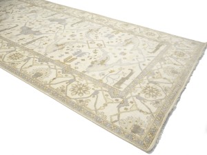 Cream Floral 10X20 Oushak Oriental Rug