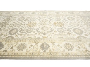 Cream Floral 9X18 Oushak Chobi Oriental Rug