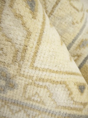 Cream Floral 9X18 Oushak Chobi Oriental Rug