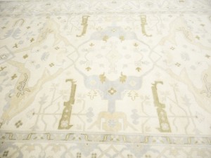 Cream Floral 9X18 Oushak Oriental Rug