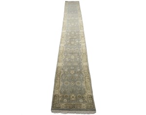 Gray Floral 3X20 Oushak Chobi Oriental Runner Rug