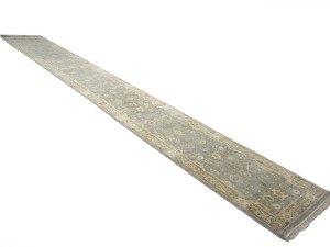 Gray Floral 3X20 Oushak Chobi Oriental Runner Rug
