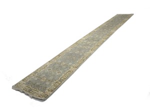 Gray Floral 3X20 Oushak Chobi Oriental Runner Rug
