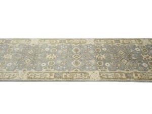 Gray Floral 3X20 Oushak Chobi Oriental Runner Rug