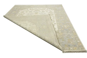 Muted Cream Floral 9X12 Oushak Chobi Oriental Rug