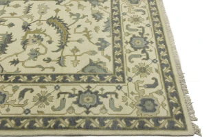 Cream Floral 9X12 Oushak Chobi Oriental Rug