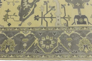 Yellowish Cream Floral 9X12 Oushak Oriental Rug