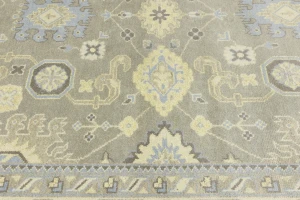 Brownish Gray Floral 9X12 Oushak Chobi Oriental Rug