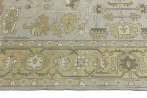Gray Floral Traditional 9X12 Oushak Chobi Oriental Rug