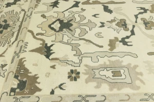 Cream Floral 10X14 Oushak Chobi Oriental Rug