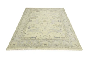 Cream Floral Traditional 8X10 Oushak Oriental Rug