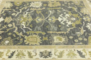Gray Floral Traditional 7X10 Oushak Chobi Oriental Rug