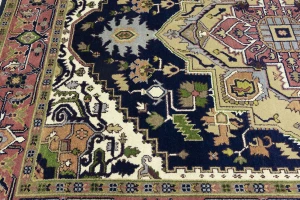 Purple-navy Floral 8X10 Heriz Serapi Oriental Rug