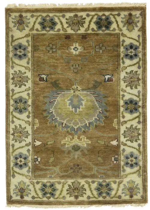 Rust Orange Floral 2X3 Osh Chobi Oriental Rug