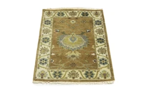Rust Orange Floral 2X3 Osh Chobi Oriental Rug
