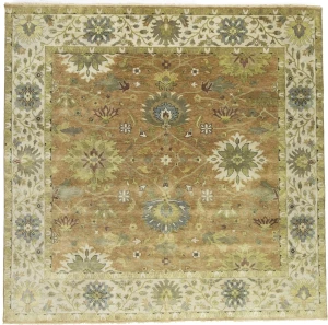 Rust Orange Floral 10X10 Osh Chobi Oriental Square Rug