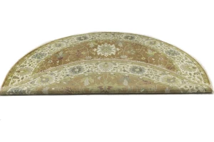 Rust Orange Floral 10X10 Osh Chobi Oriental Round Rug