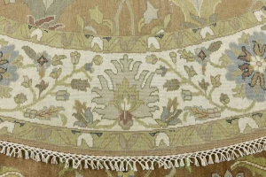 Rust Orange Floral 10X10 Osh Chobi Oriental Round Rug