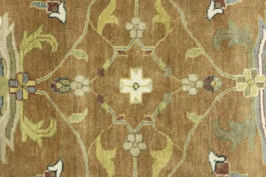Rust Orange Floral 10X10 Osh Chobi Oriental Round Rug