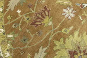 Rust Orange Floral 10X10 Osh Chobi Oriental Round Rug