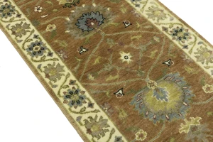 Rust Orange Floral 2'5X14'0 Osh Chobi Oriental Runner Rug