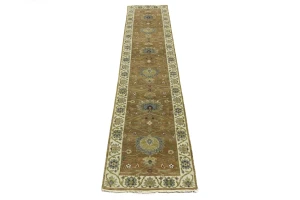 Rust Orange Floral 2'5X12 Osh Chobi Oriental Runner Rug