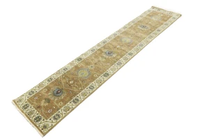 Rust Orange Floral 2'5X12 Osh Chobi Oriental Runner Rug