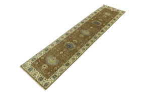 Rust Orange Floral 3X10 Osh Chobi Oriental Runner Rug