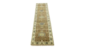 Rust Orange Floral 3X10 Osh Chobi Oriental Runner Rug