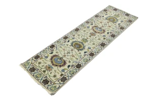 Cream Floral 3X8 Osh Chobi Peshawar Oriental Runner Rug